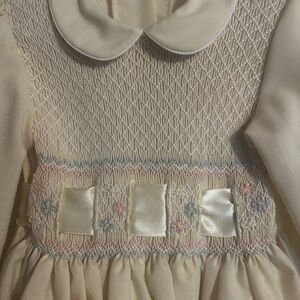 Butter yellow Smocked Dress with Floral Embroidery- size 2